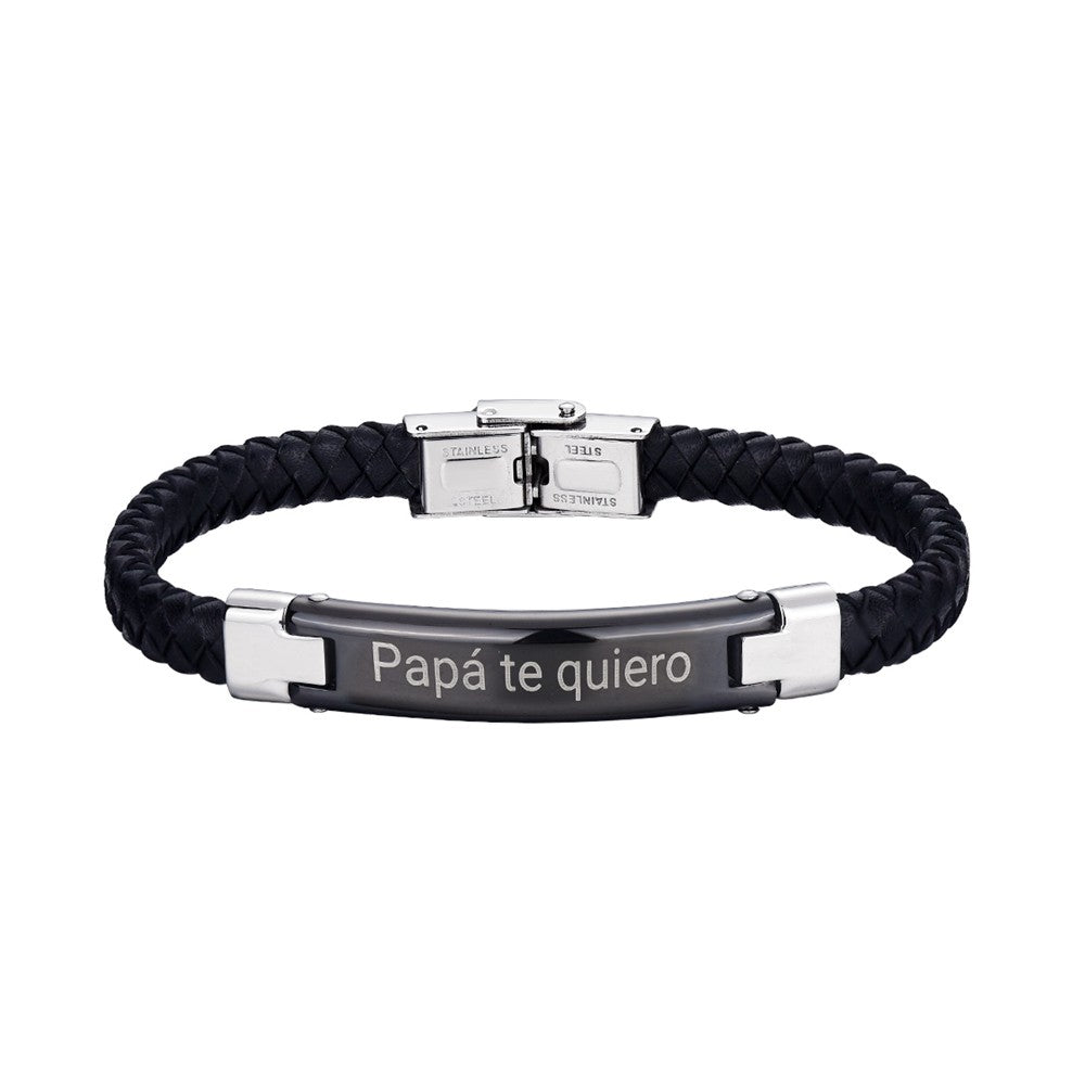 Isa Steel and Leather Bracelet