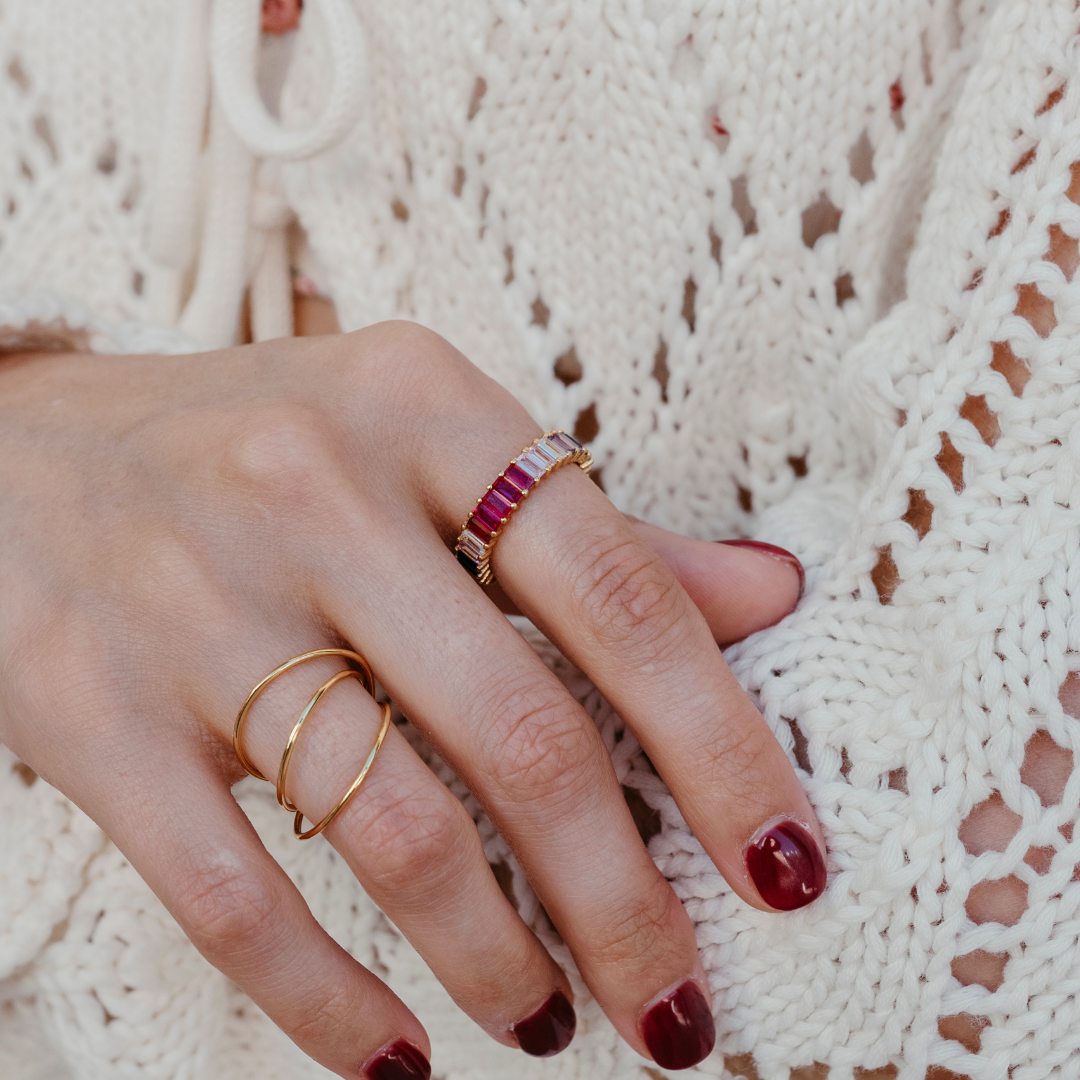 Anillo Temari de Plata Dorada